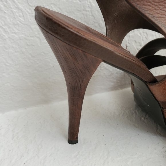 Zara Women Leather Wooden Heal Platform Strappy Sandal Shoes Brown Size 41/US 10 - Picture 12 of 14